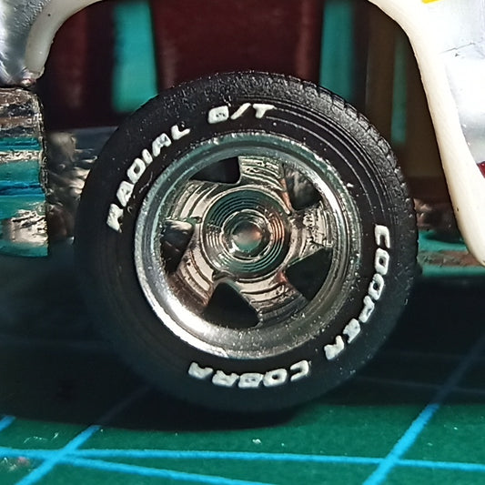 1/64 Baby Billet wheels Prime fan blade with lettered tires