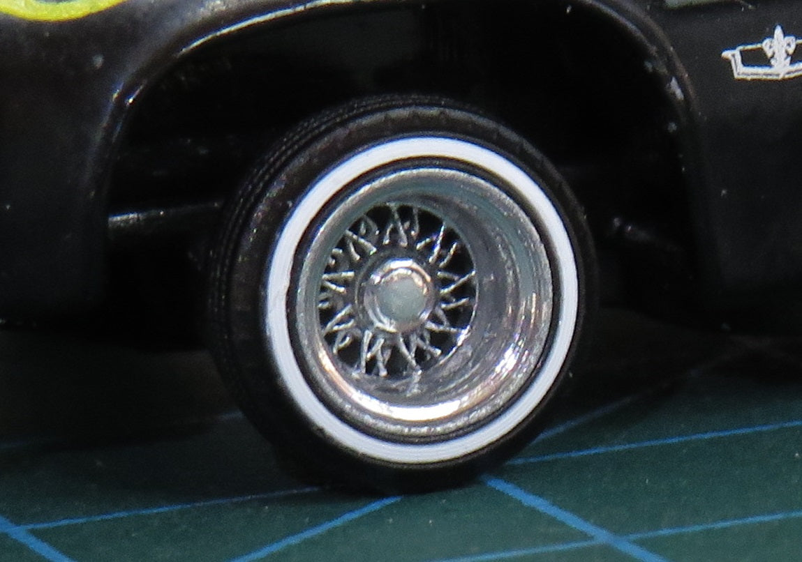 1/64 lowrider wire wheels cross lace 13 inch chrome